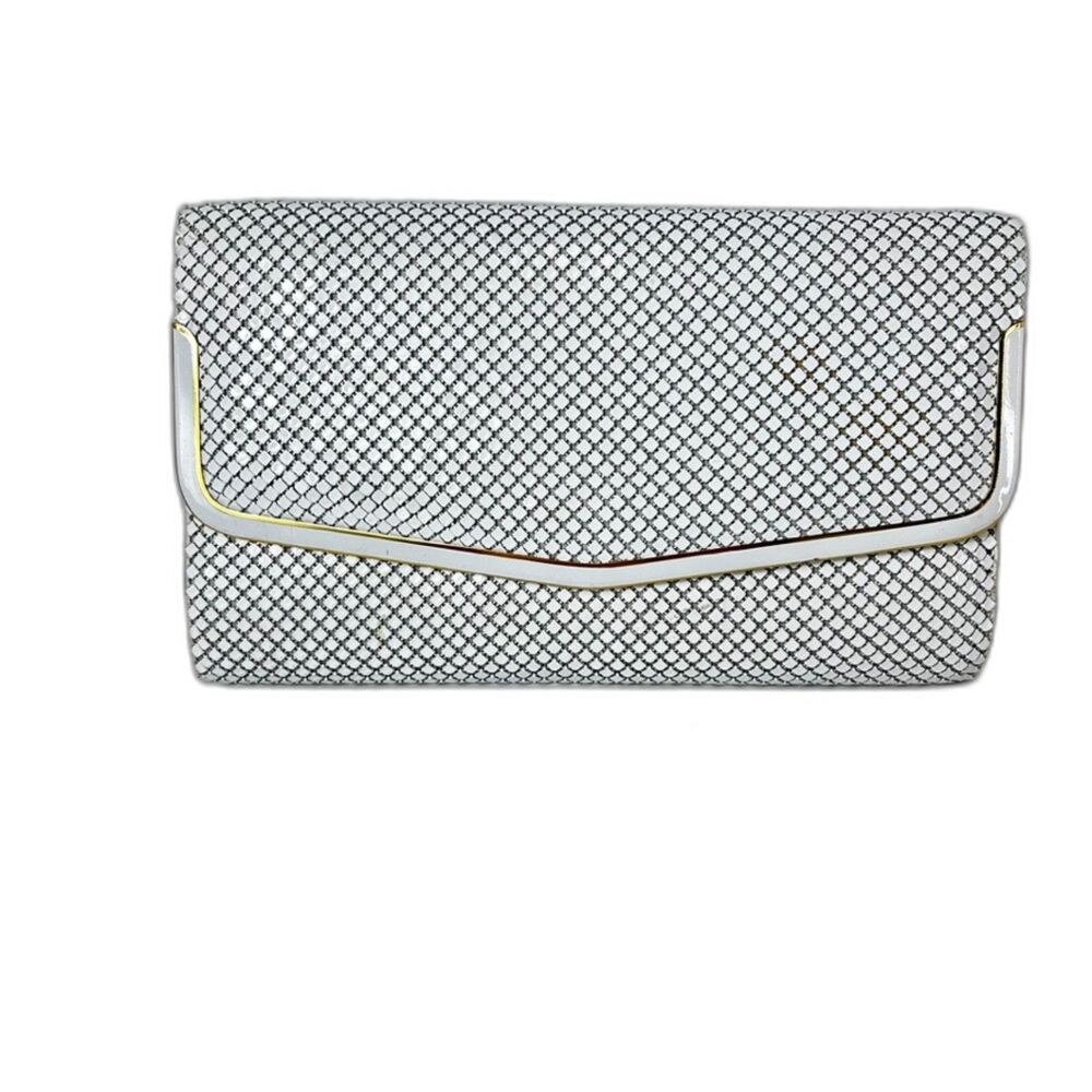 Women's White Mesh Vintage 90s Chain Strap Shoulder Bag Clutch Handbag